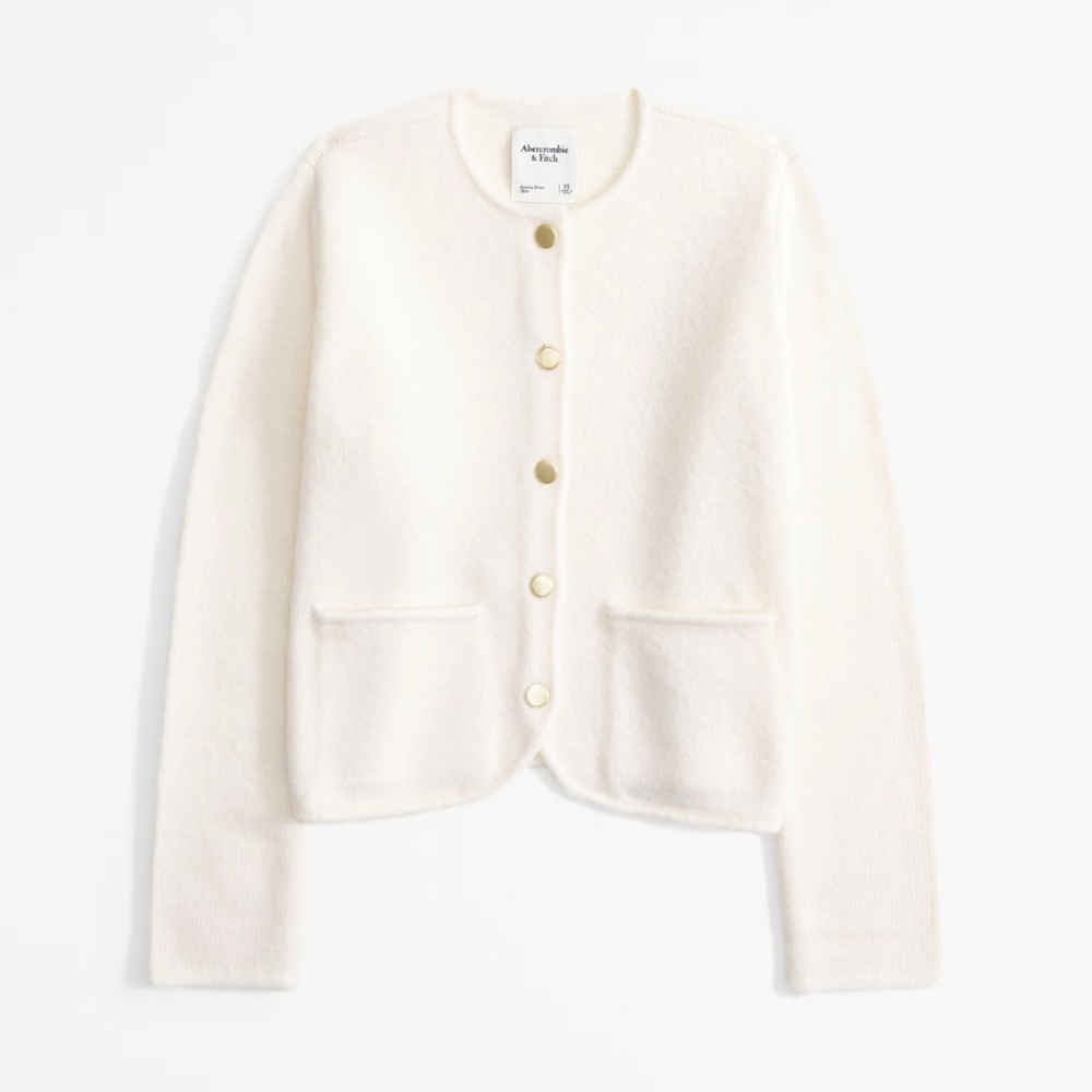 Abercrombie & Fitch White Cardigan Sweater